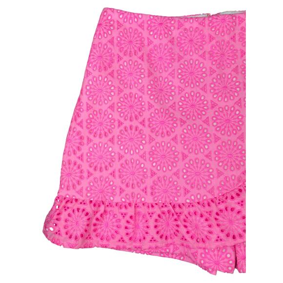 Lilly Pulitzer Faye Skort in Prosecco Pink Neon Geo Eyelet Size 00 Beachy Resort - Picture 4 of 11